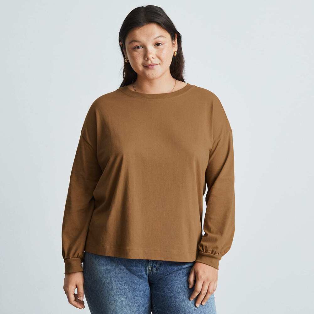Everlane The Organic Cotton Long-Sleeve Tee Brown Base - Size M